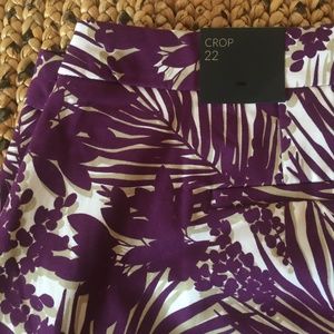 Purple Palm Print Crop Pant - Plus Size Women 22